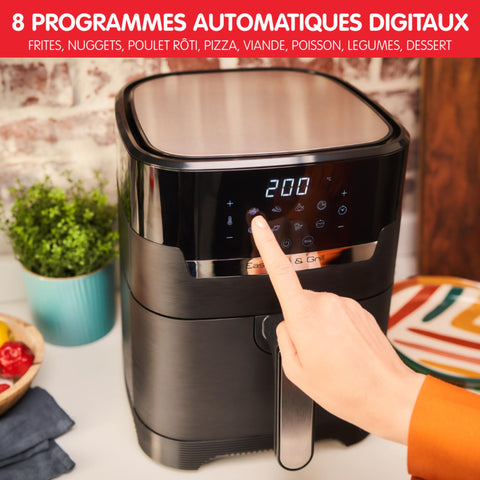 Moulinex Easy Fry Mega, air fryer compact, Mono tiroir 7.5 L, Jusqu’à 8 personnes, 8 programmes, noir EZ8558F0