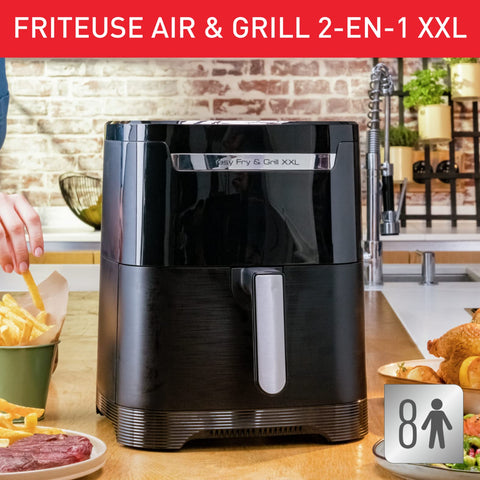Moulinex Easy Fry Mega, air fryer compact, Mono tiroir 7.5 L, Jusqu’à 8 personnes, 8 programmes, noir EZ8558F0