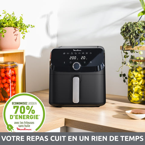 Moulinex Easy Fry Mega, air fryer compact, Mono tiroir 7.5 L, Jusqu’à 8 personnes, 8 programmes, noir EZ8558F0