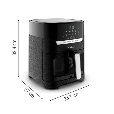 Moulinex Easy Fry Mega, air fryer compact, Mono tiroir 7.5 L, Jusqu’à 8 personnes, 8 programmes, noir EZ8558F0