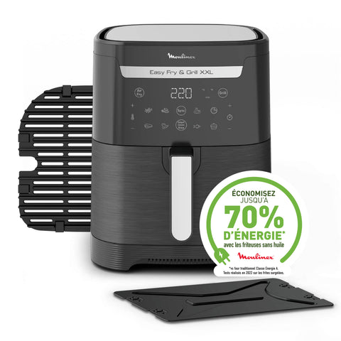 Moulinex Easy Fry Mega, air fryer compact, Mono tiroir 7.5 L, Jusqu’à 8 personnes, 8 programmes, noir EZ8558F0