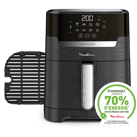 Moulinex Easy Fry Mega, air fryer compact, Mono tiroir 7.5 L, Jusqu’à 8 personnes, 8 programmes, noir EZ8558F0