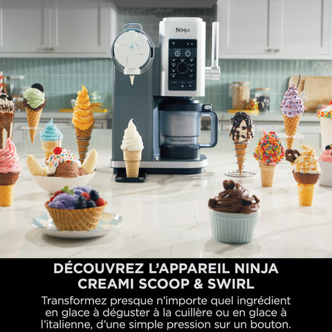 Livraison à domicile NINJA CREAMi Sorbetière Scoop and Swirl avec 2 pots, 13 modes pour réaliser crèmes glacées, glaces à l’italienne, gelatos, sorbets, milkshakes et plus, option Extra, Stone/Or NC701EUSTGD - Neary - - Amazon