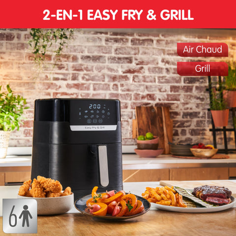 Moulinex Easy Fry Mega, air fryer compact, Mono tiroir 7.5 L, Jusqu’à 8 personnes, 8 programmes, noir EZ8558F0
