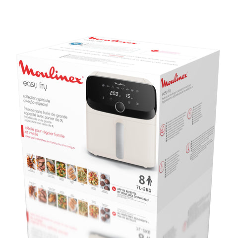 Moulinex Easy Fry Mega, air fryer compact, Mono tiroir 7.5 L, Jusqu’à 8 personnes, 8 programmes, noir EZ8558F0