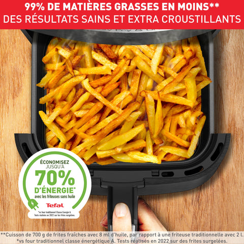 Moulinex Easy Fry Mega, air fryer compact, Mono tiroir 7.5 L, Jusqu’à 8 personnes, 8 programmes, noir EZ8558F0