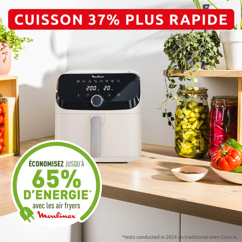 Moulinex Easy Fry Mega, air fryer compact, Mono tiroir 7.5 L, Jusqu’à 8 personnes, 8 programmes, noir EZ8558F0