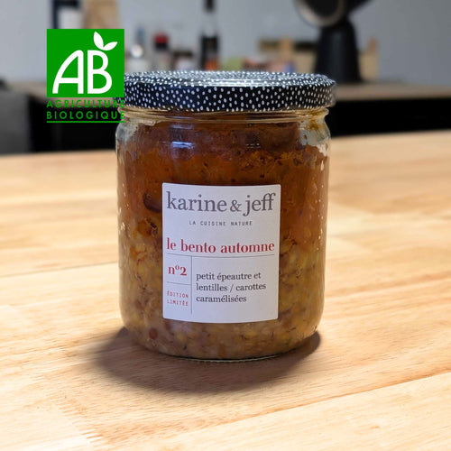 Le bento automne n°2 : Petit épeautre et lentilles / carottes caramélisées - BIO