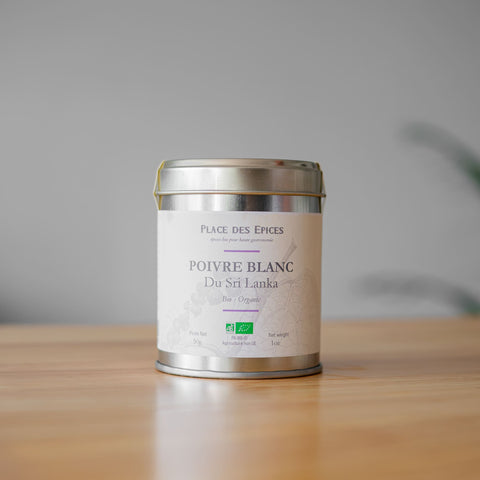 🌿 Poivre blanc du Sri Lanka Bio – 1 pot de 50 g