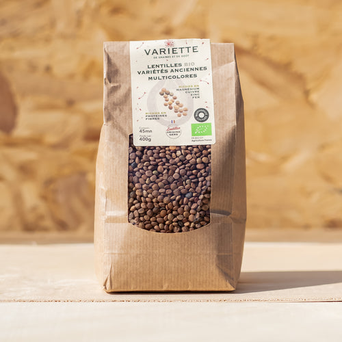 🌈 Lentilles anciennes multicolores – BIO – Origine Gers – 400g (sec)