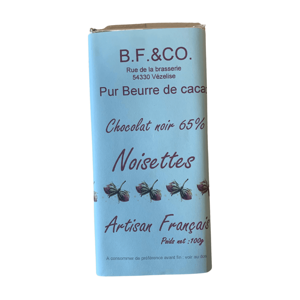 Chocolat noir 65% noisettes - 100g - BF and Co - Chocolat - Livraison à domicile Nancy Metz