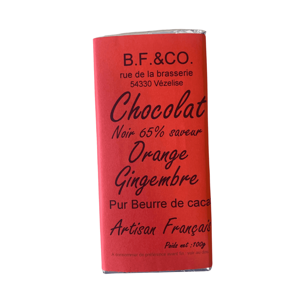 Chocolat noir 65% saveur Orange Gingembre - 100g - BF and Co - Chocolat - Livraison à domicile Nancy Metz
