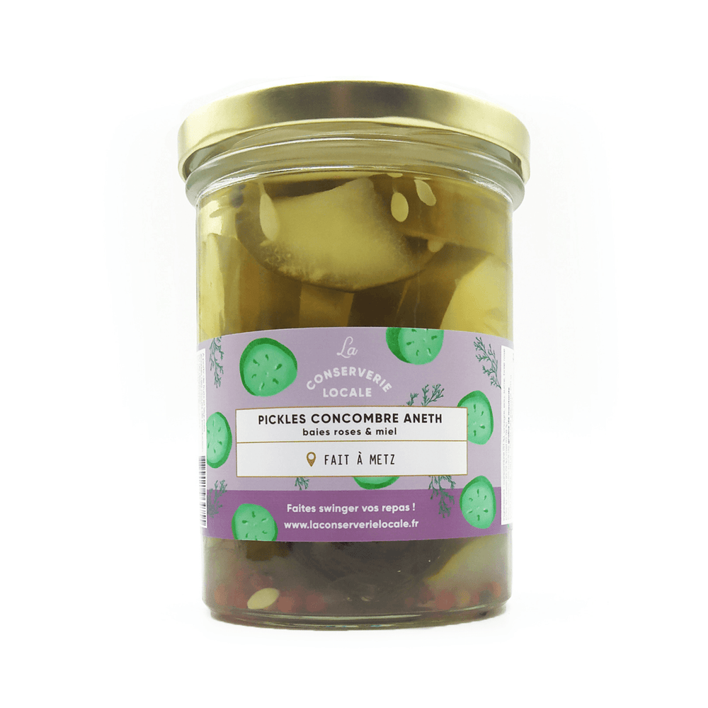 Pickles Concombre Aneth Baies Roses - 180g - La conserverie locale - Confitures - Livraison à domicile Nancy Metz