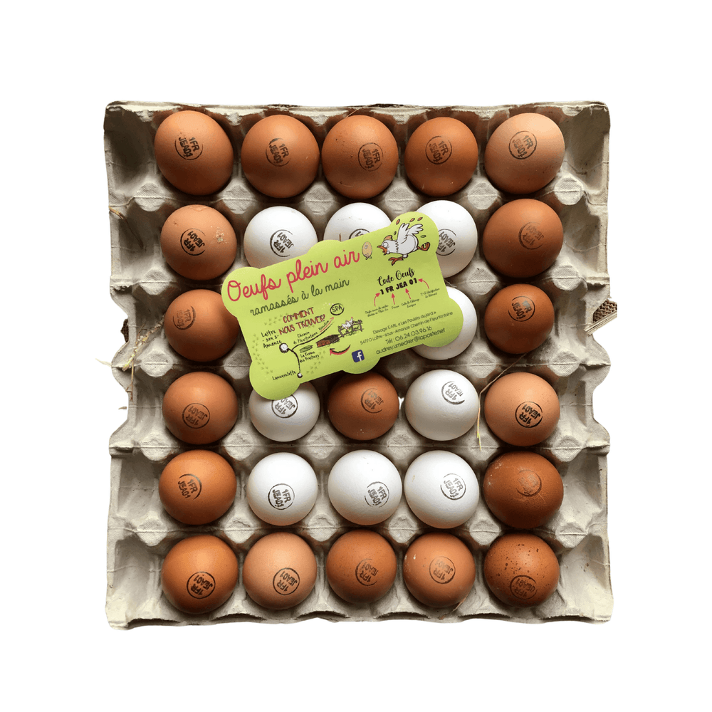 Livraison panier de fruits et légumes à Nancy, Metz et villages alentours - Plateau de 30 œufs sans OGM - Neary - Œuf - Les poulets du jard - Local